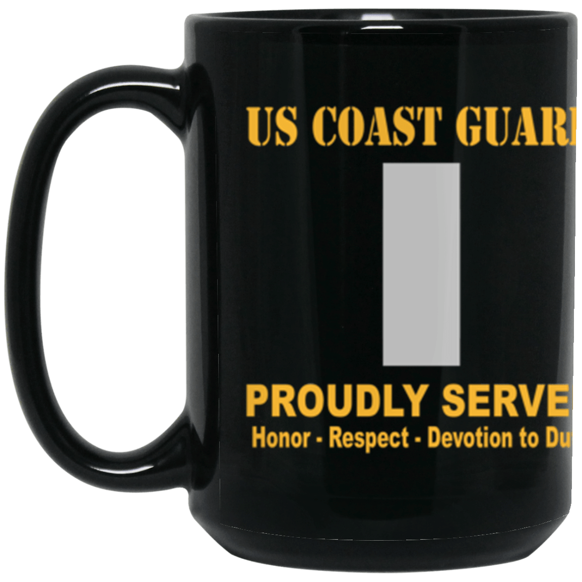 USCG O-2 Lieutenant Junior Grade O2 LTJG Junior Officer Ranks Proudly Served Core Values 15 oz. Black Mug-Drinkware-Veterans Nation