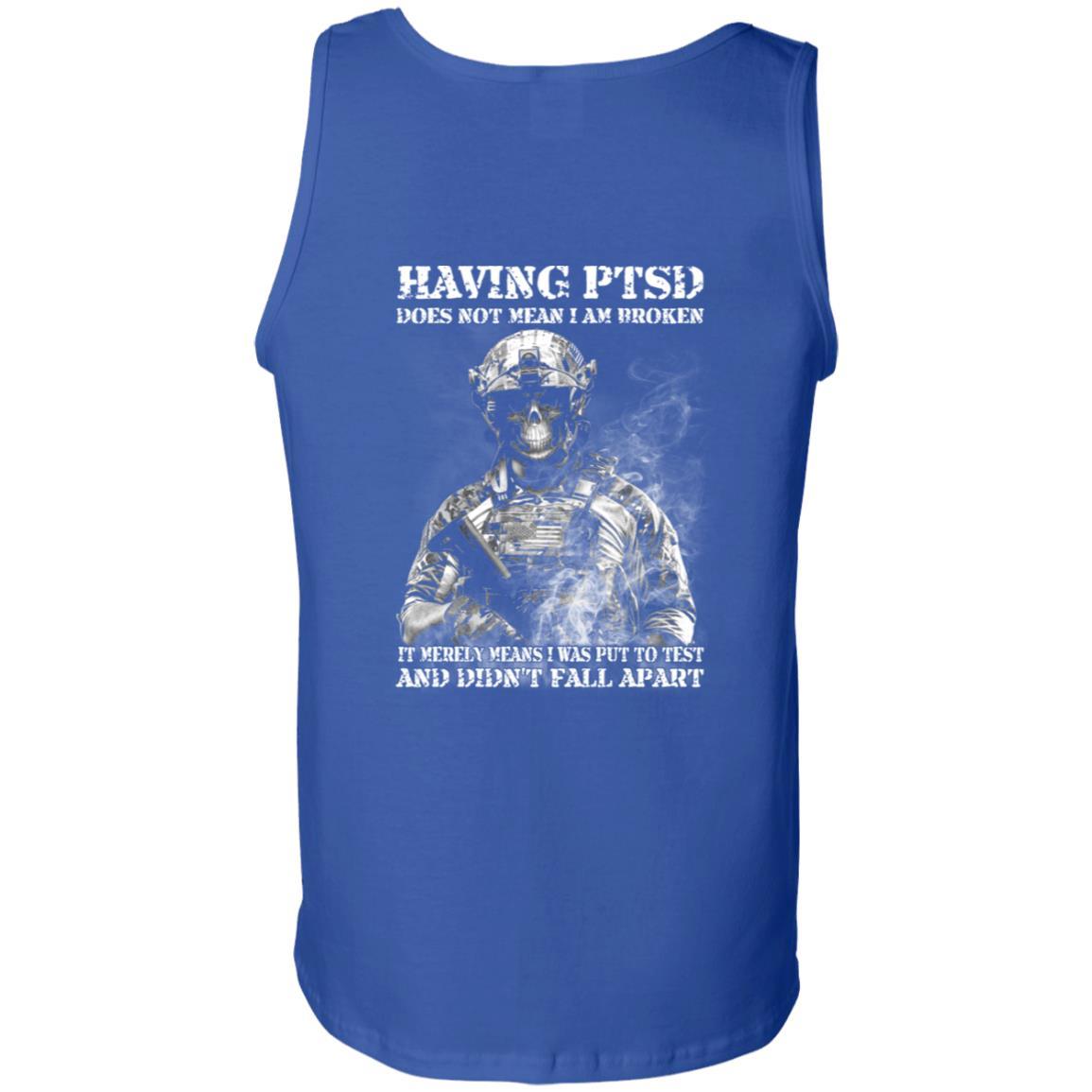 Military T-Shirt "Having PTSD - Didn't Fall Apart Men" On Back-TShirt-General-Veterans Nation