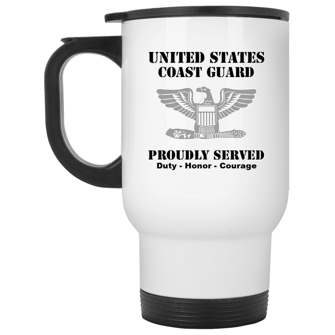 US Coast Guard O-6 Captain O6 CAPT Senior Officer Ranks White Coffee Mug - Stainless Travel Mug-Mug-USCG-Officer-Veterans Nation