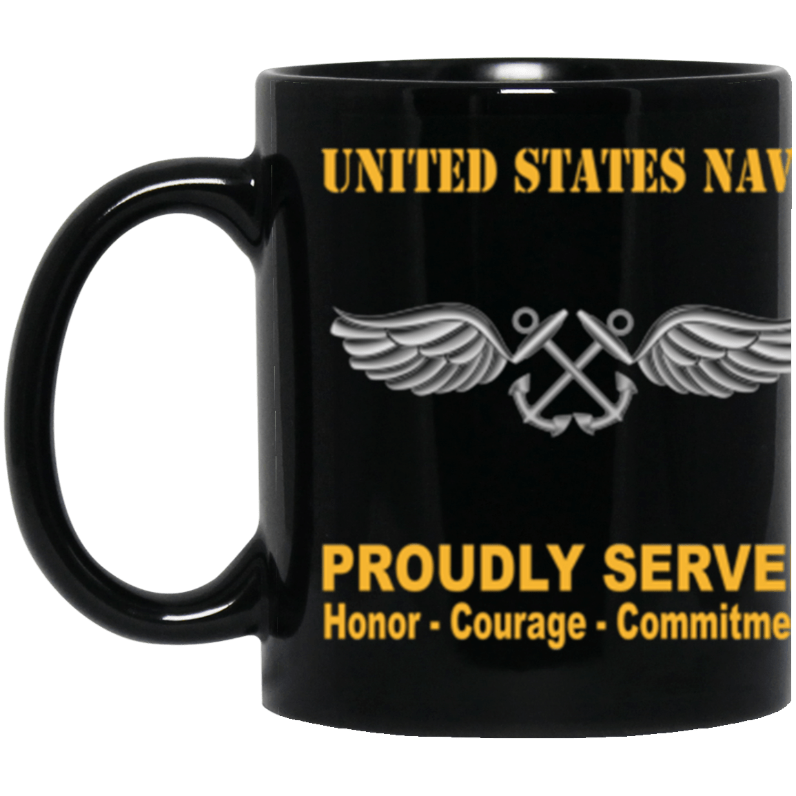US Navy Aviation Boatswain's Mate Navy AB Proudly Served Core Values 11 oz. Black Mug-Drinkware-Veterans Nation