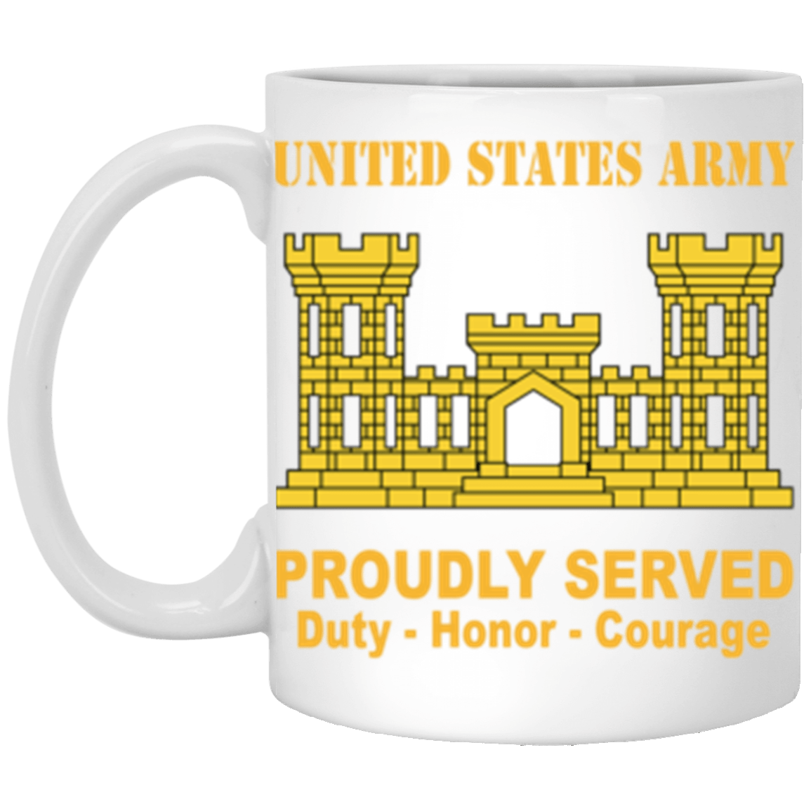 US Army Corps of Engineers Proudly Served Core Values 11 oz. White Mug-Drinkware-Veterans Nation