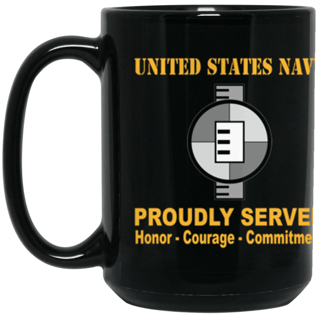 US Navy Navy Engineering Aide Navy EA Proudly Served Core Values 15 oz. Black Mug-Drinkware-Veterans Nation