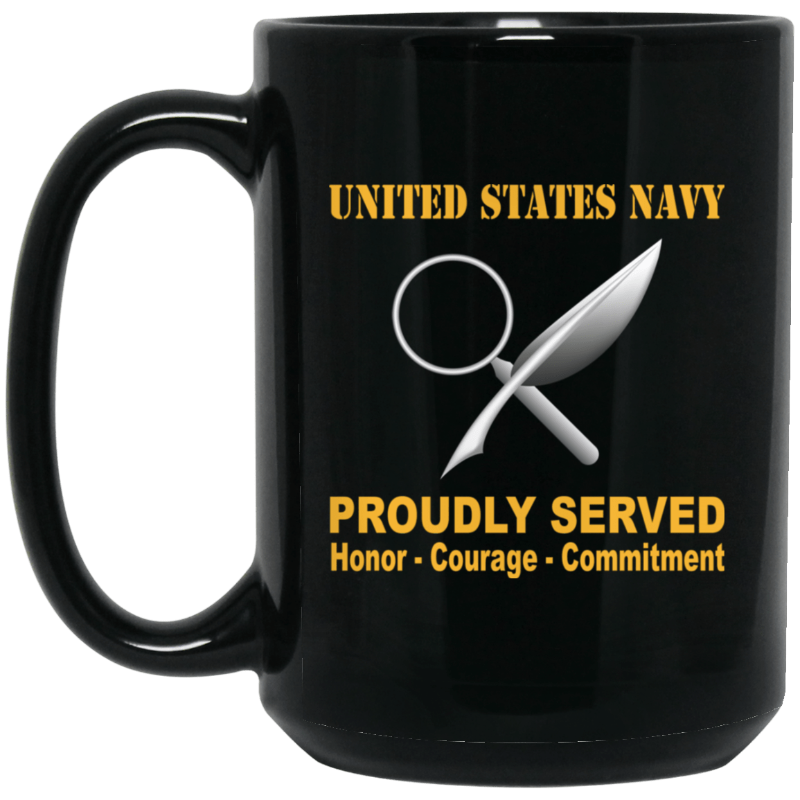 Navy Intelligence Specialist Navy IS Proudly Served Black Mug 11 oz - 15 oz-Mug-Navy-Rate-Veterans Nation