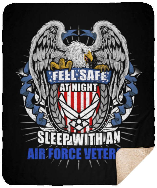 Feel Safe At Night Sleep With An Air Force Veteran Sherpa Blanket - 50x60-Blankets-USAF-Logo-Veterans Nation