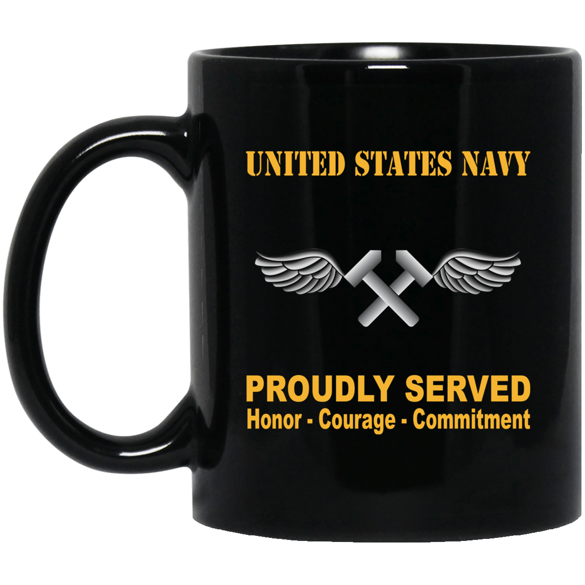 Navy Aviation Structural Mechanic Navy AM Proudly Served Black Mug 11 oz - 15 oz-Mug-Navy-Rate-Veterans Nation