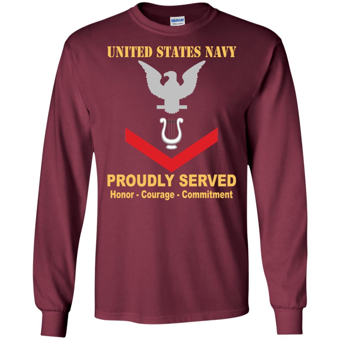 Navy Musician Navy MU E-4 Rating Badges Proudly Served T-Shirt For Men On Front-TShirt-Navy-Veterans Nation