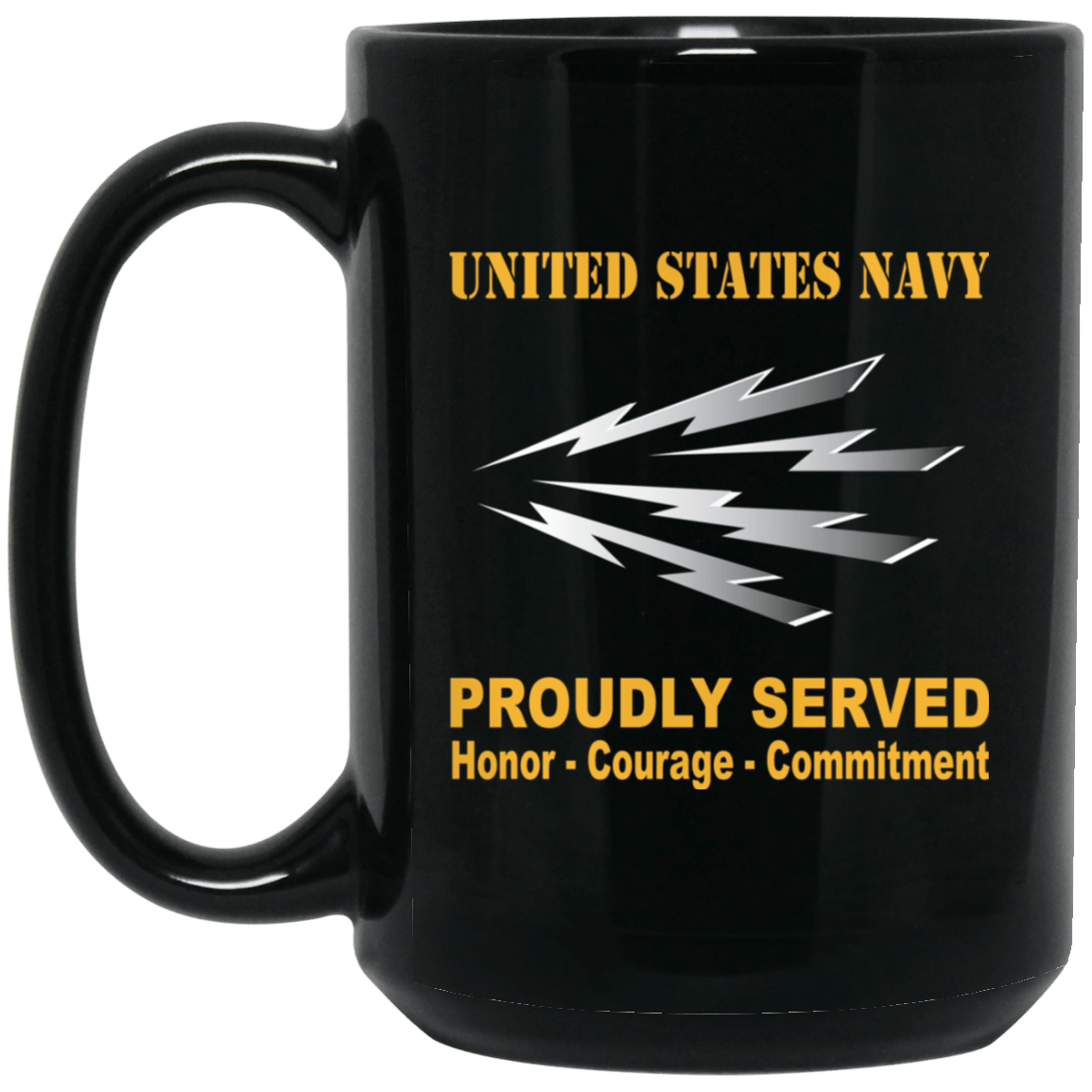 U.S Navy Radioman Navy RM Proudly Served Black Mug 11 oz - 15 oz-Mug-Navy-Rate-Veterans Nation