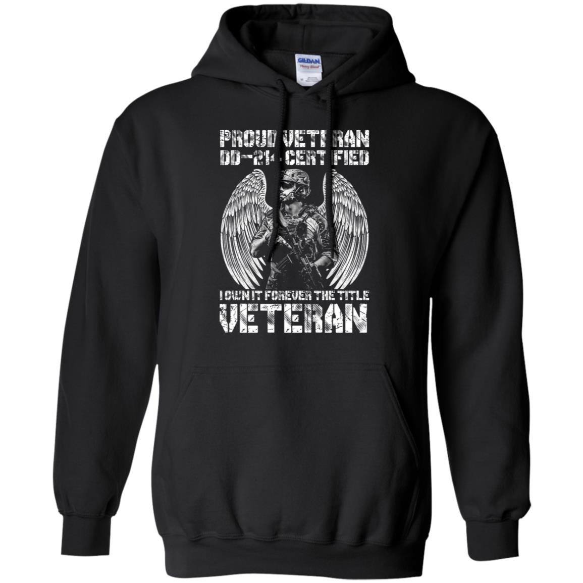 Military T-Shirt "Proud Veteran DD-214 I Own It Forever Men On" Front-TShirt-General-Veterans Nation