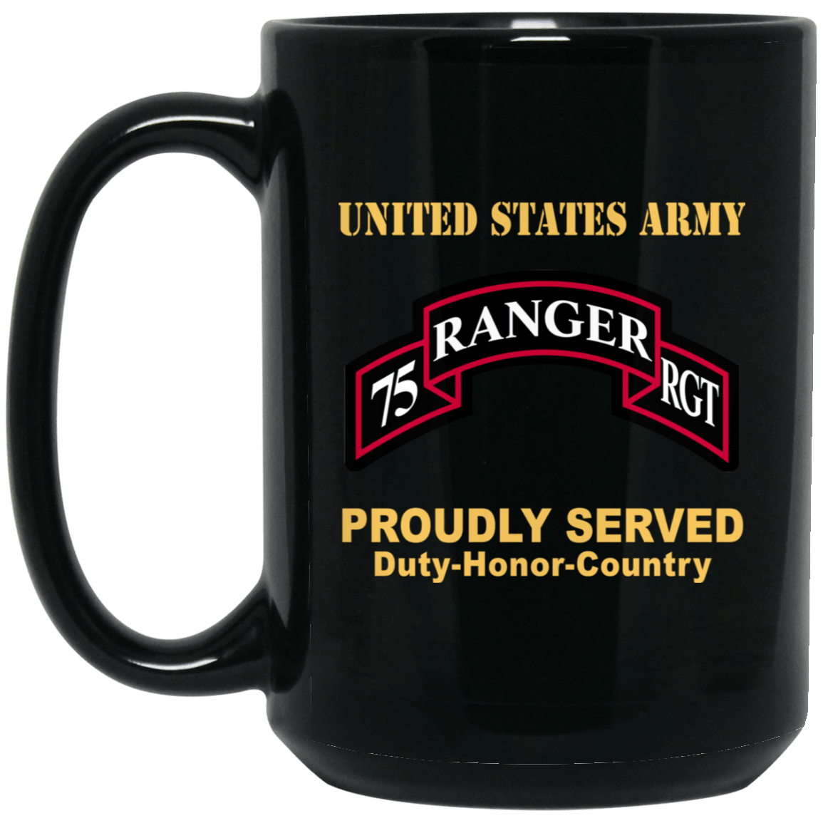 US ARMY 75TH RANGER REGIMENT - 11 oz - 15 oz Black Mug-Mug-Army-CSIB-Veterans Nation