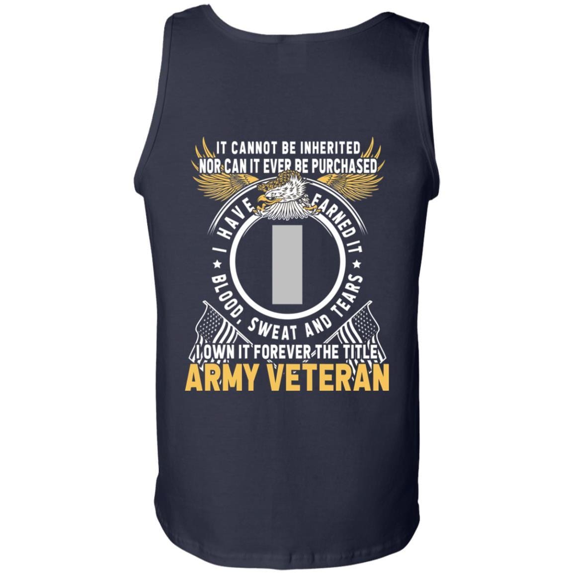 US Army O-2 First Lieutenant O2 1LT Commissioned Officer Ranks T-Shirt For Men On Back-TShirt-Army-Veterans Nation