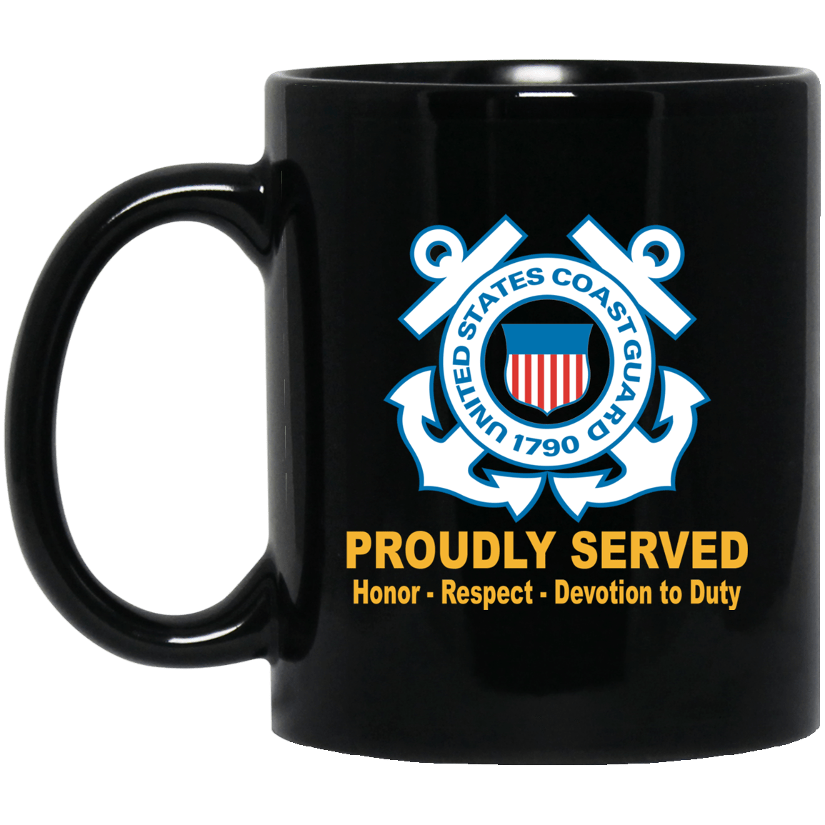 US Coast Guard Logo Black Mug 11 oz - 15 oz-Mug-USCG-Logo-Veterans Nation