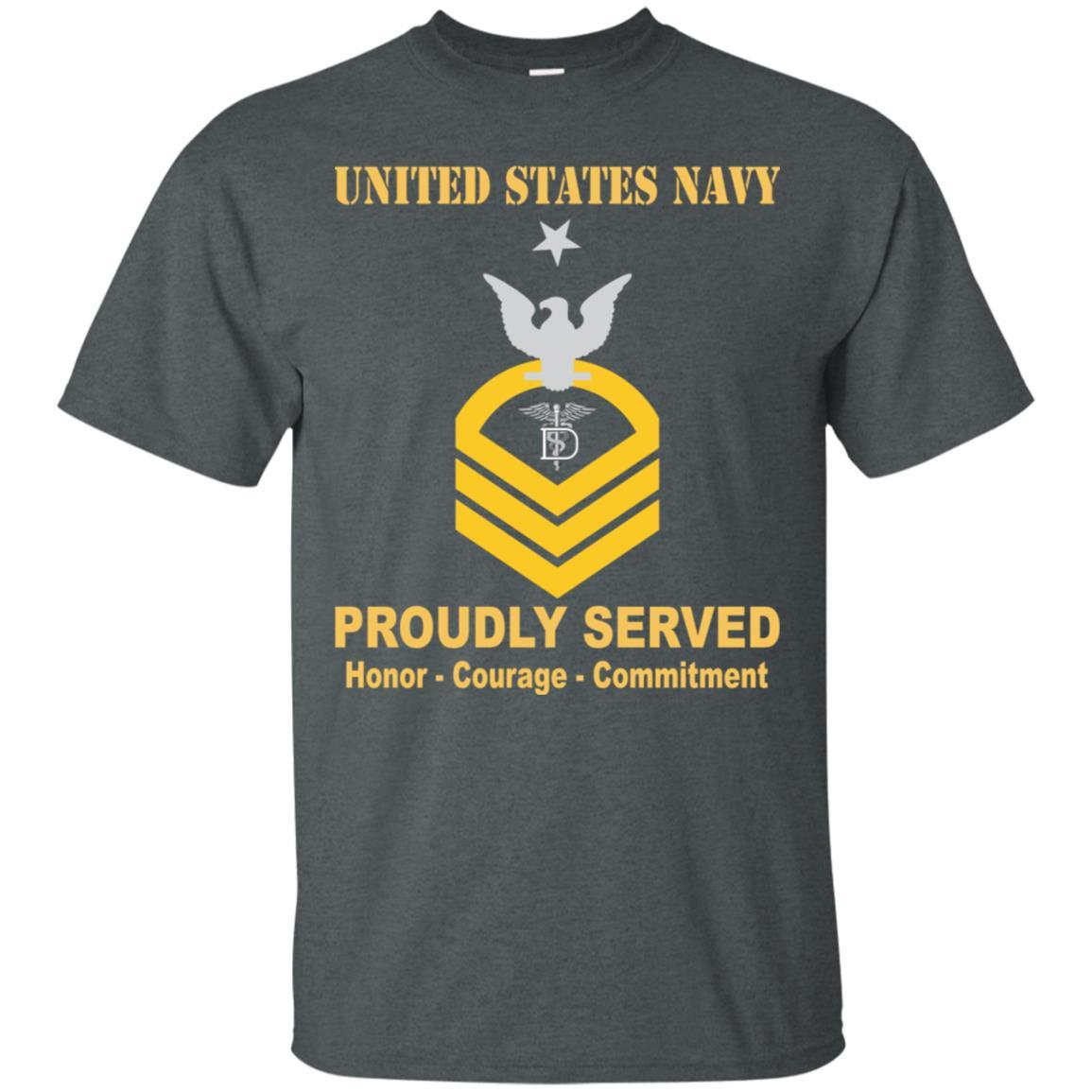 Navy Dental Technician Navy DT E-8 Rating Badges Proudly Served T-Shirt For Men On Front-TShirt-Navy-Veterans Nation