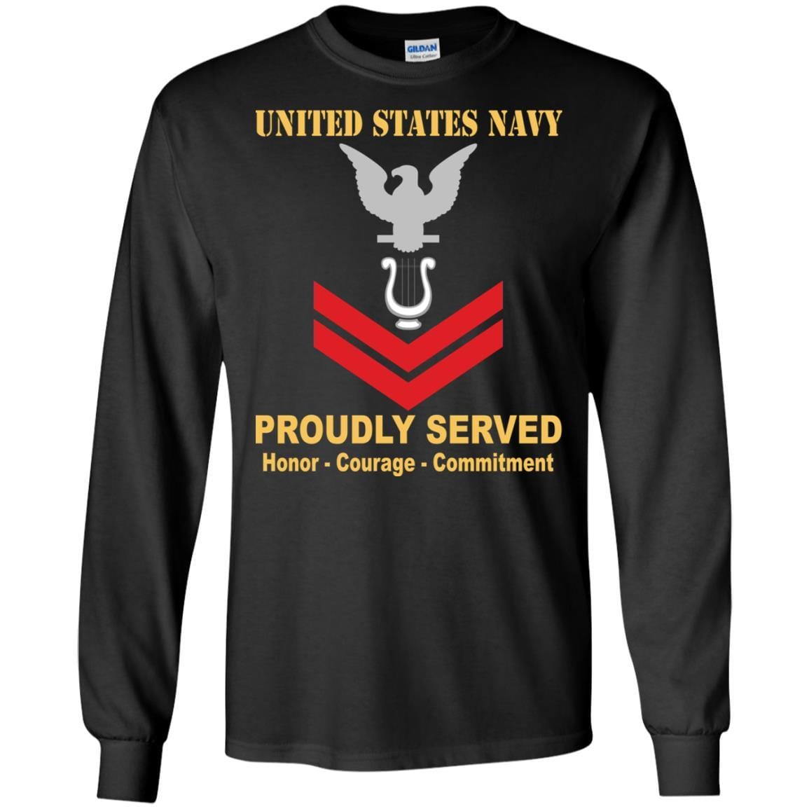 Navy Musician Navy MU E-5 Rating Badges Proudly Served T-Shirt For Men On Front-TShirt-Navy-Veterans Nation
