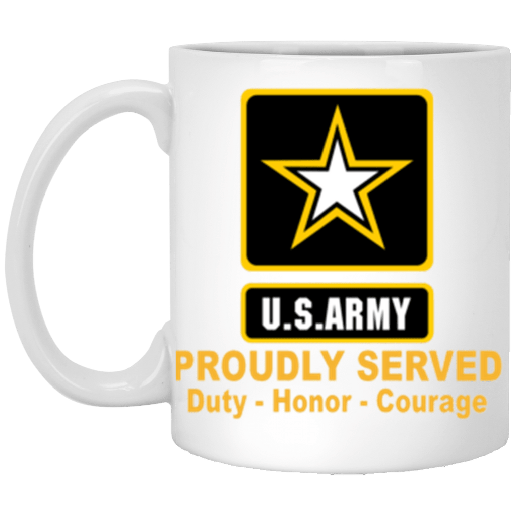 US Army Logo Proudly Served Core Values 11 oz. White Mug-Drinkware-Veterans Nation