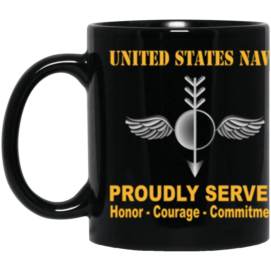 US Navy Navy Aerographers Mate Navy AG Proudly Served Core Values 11 oz. Black Mug-Drinkware-Veterans Nation