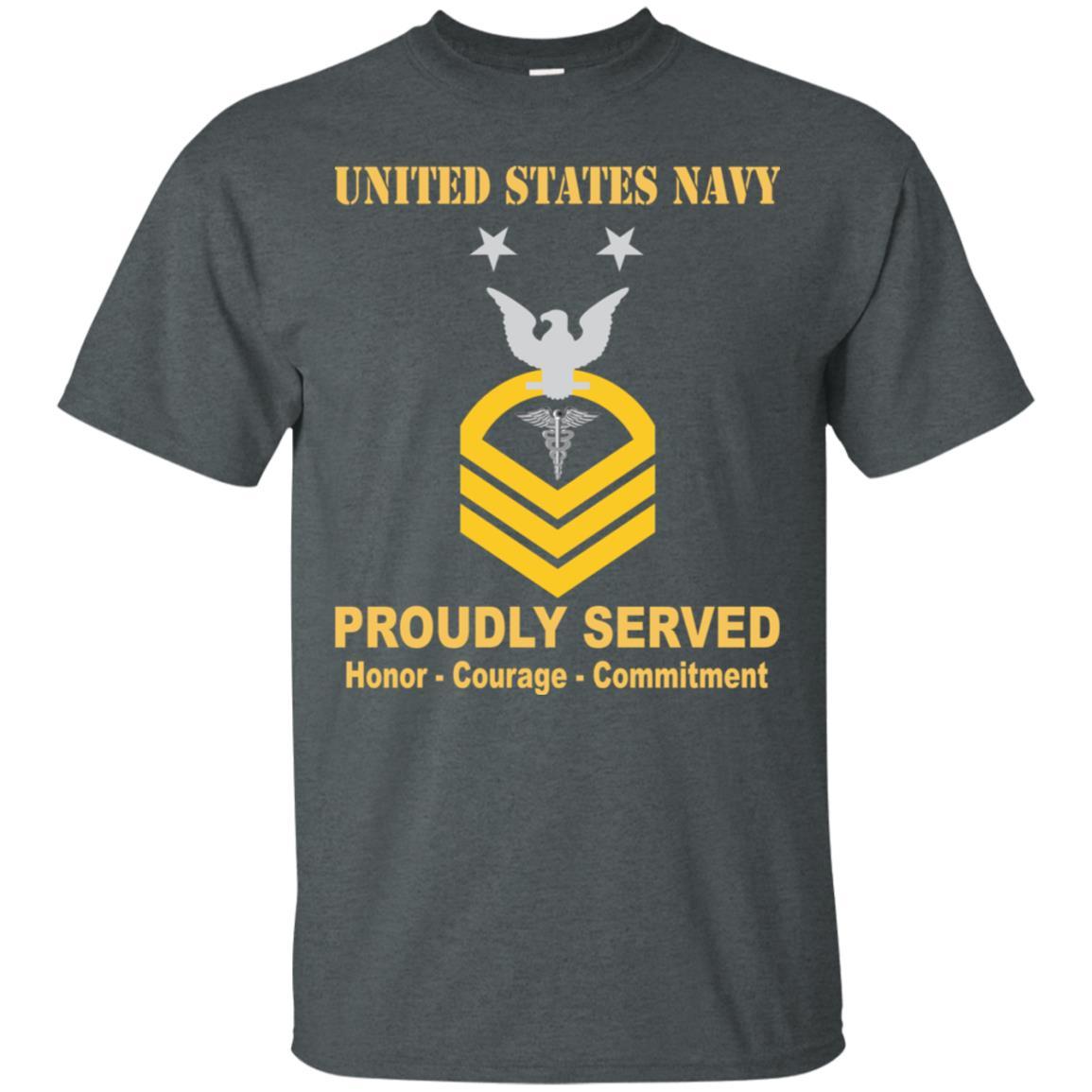 U.S Navy Hospital Corpsman Navy HM E-9 Rating Badges Proudly Served T-Shirt For Men On Front-TShirt-Navy-Veterans Nation
