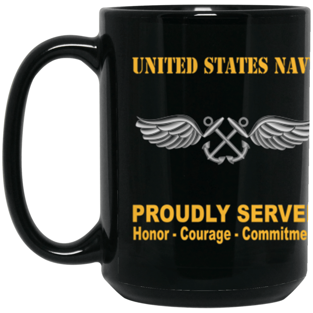 US Navy Aviation Boatswain's Mate Navy AB Proudly Served Core Values 15 oz. Black Mug-Drinkware-Veterans Nation