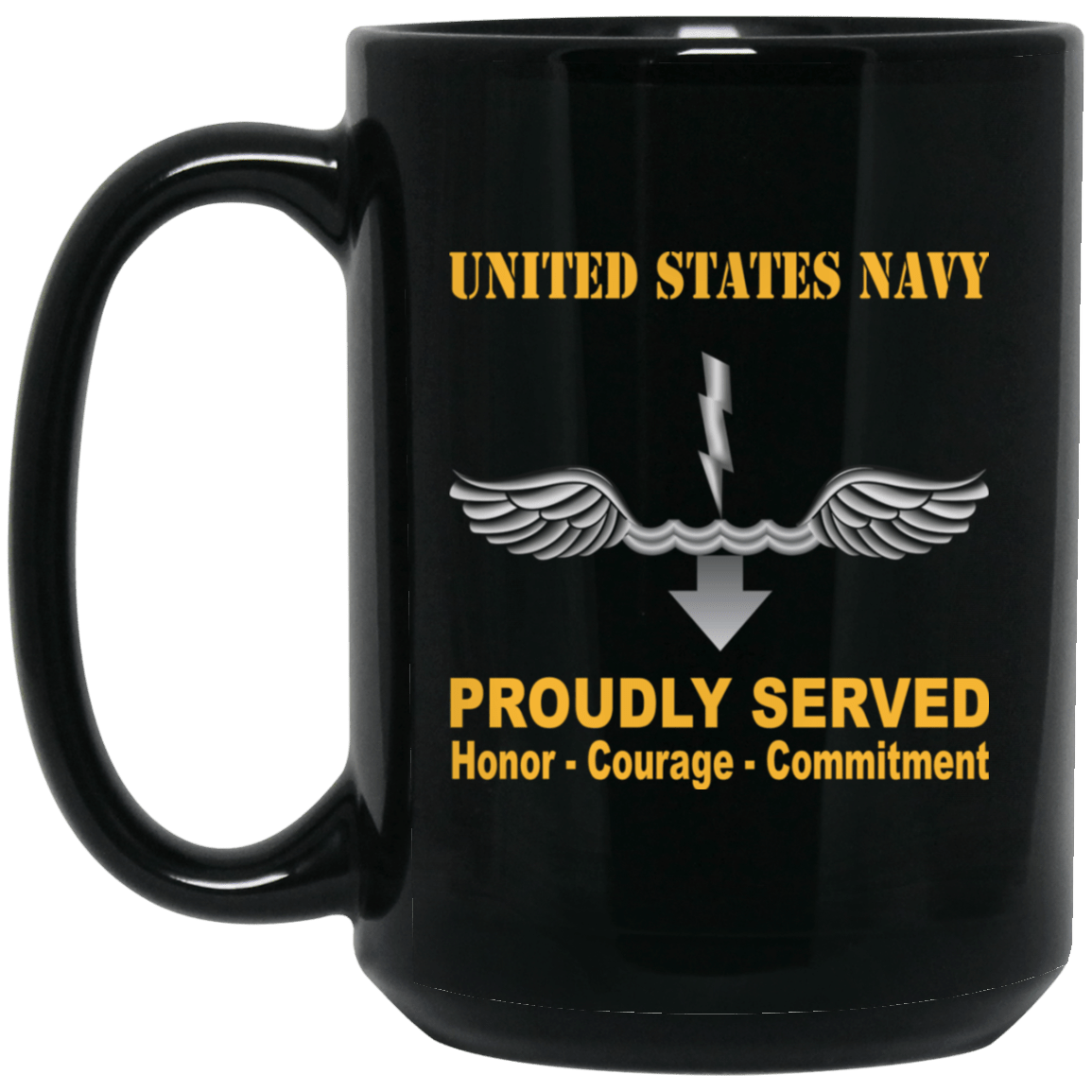 Navy Antisubmarine Warfare Technician Navy AX Proudly Served Black Mug 11 oz - 15 oz-Mug-Navy-Rate-Veterans Nation