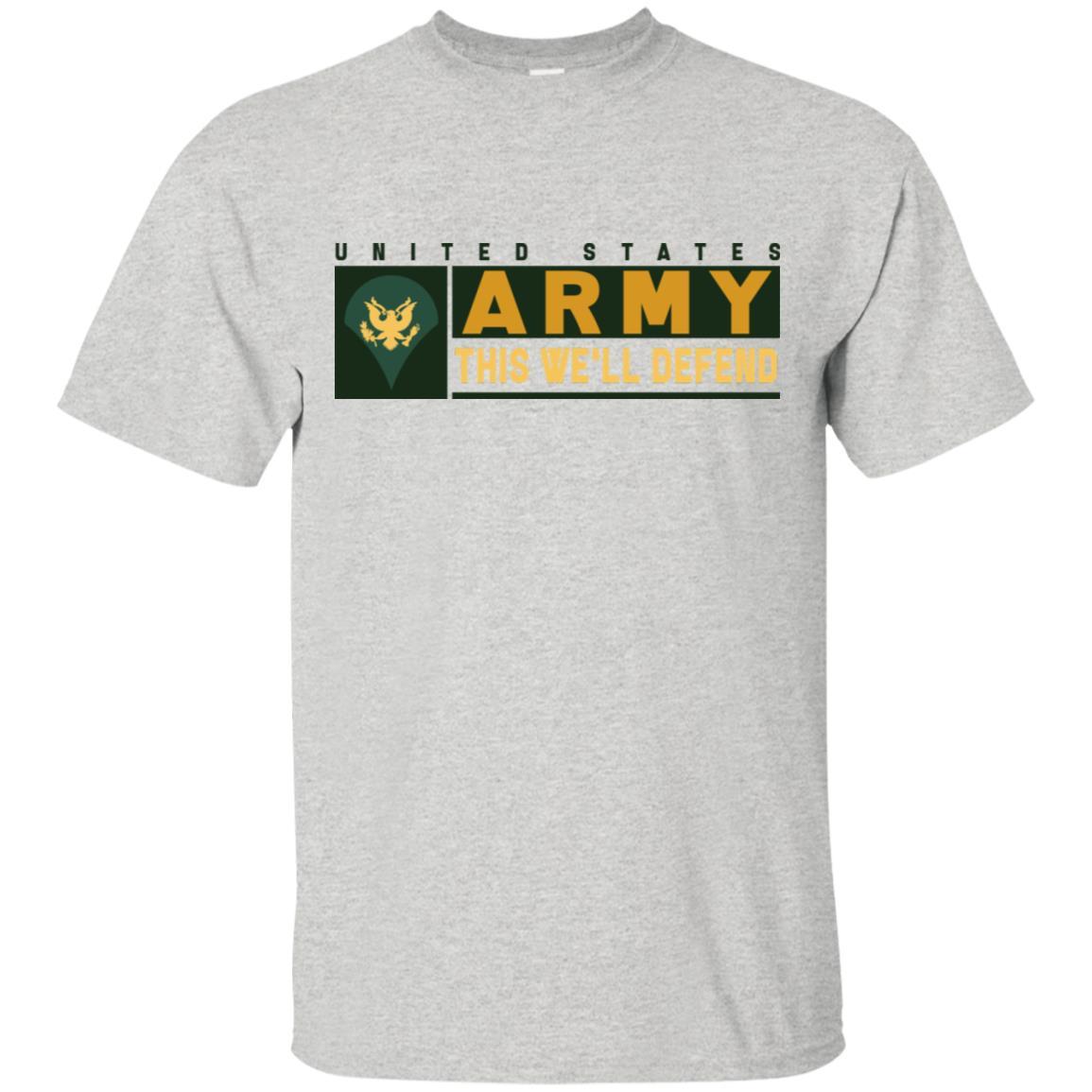 US Army E-4 SPC This We Will Defend T-Shirt On Front For Men-TShirt-Army-Veterans Nation