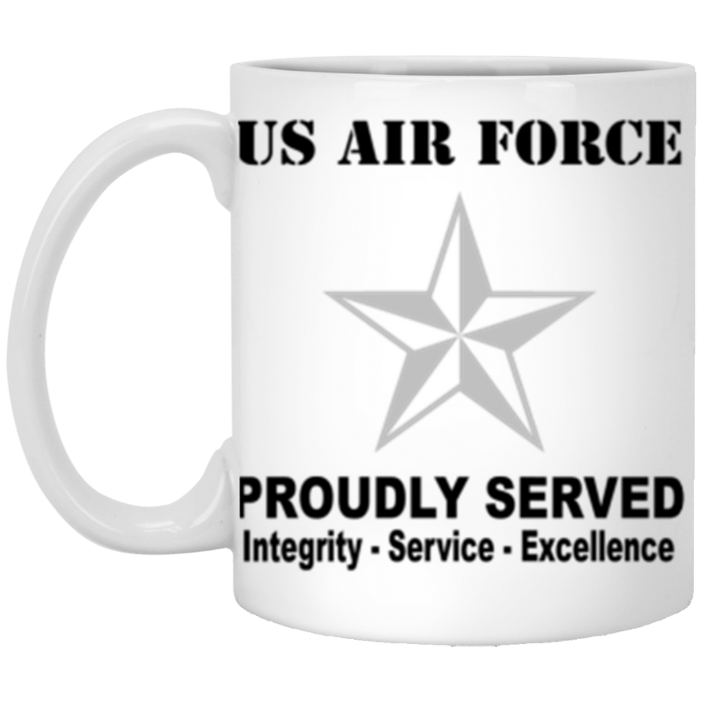 US Air Force O-7 Brigadier General Brig O7 General Officer Ranks Proudly Served Core Values 11 oz. White Mug-Drinkware-Veterans Nation