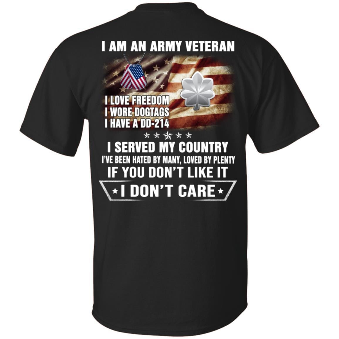 T-Shirt "I Am An Army Veteran" O-5 Lieutenant Colonel(LTC)Rank On Back-TShirt-Army-Veterans Nation