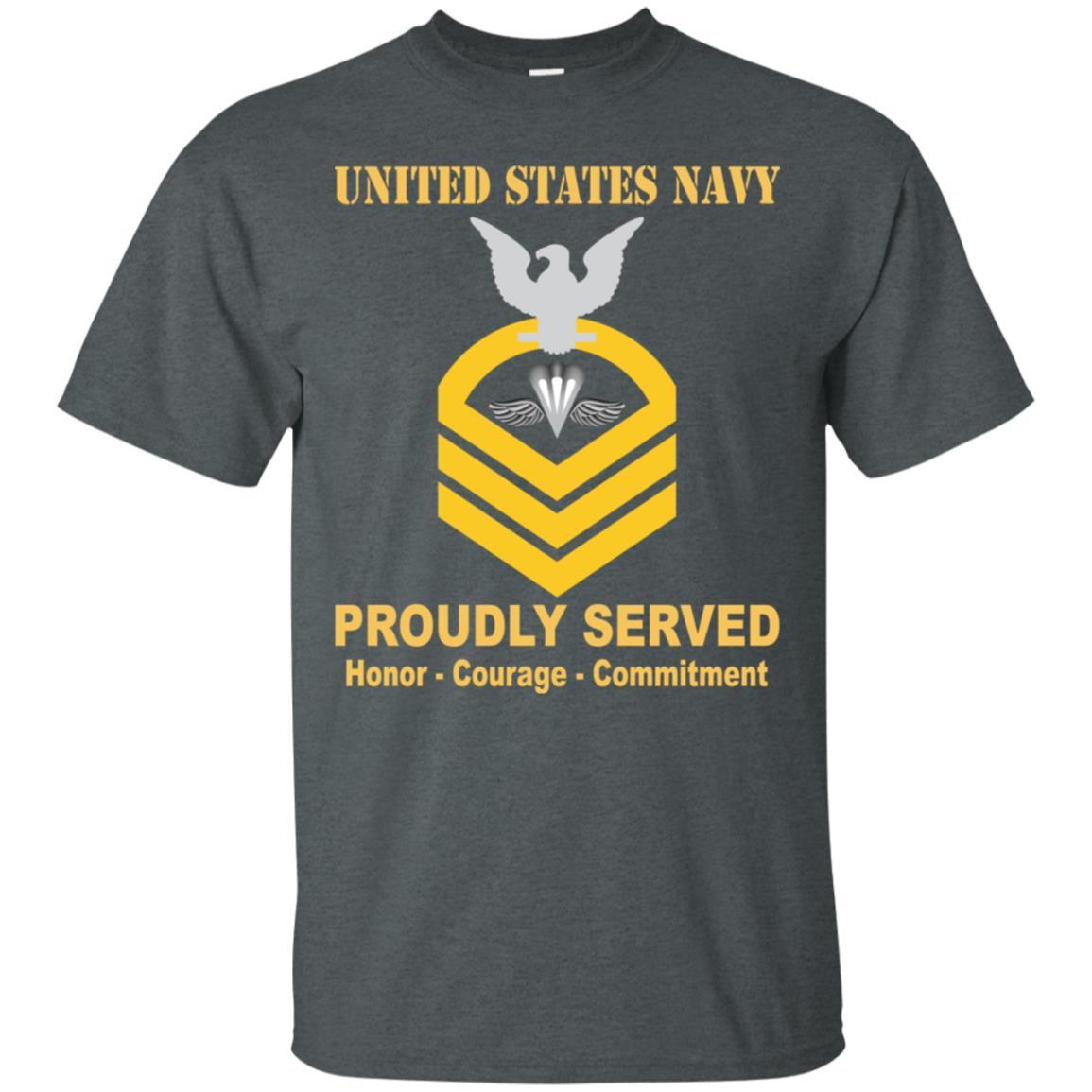 Navy Aircrew Survival Equipmentman Navy PR E-7 Rating Badges Proudly Served T-Shirt For Men On Front-TShirt-Navy-Veterans Nation