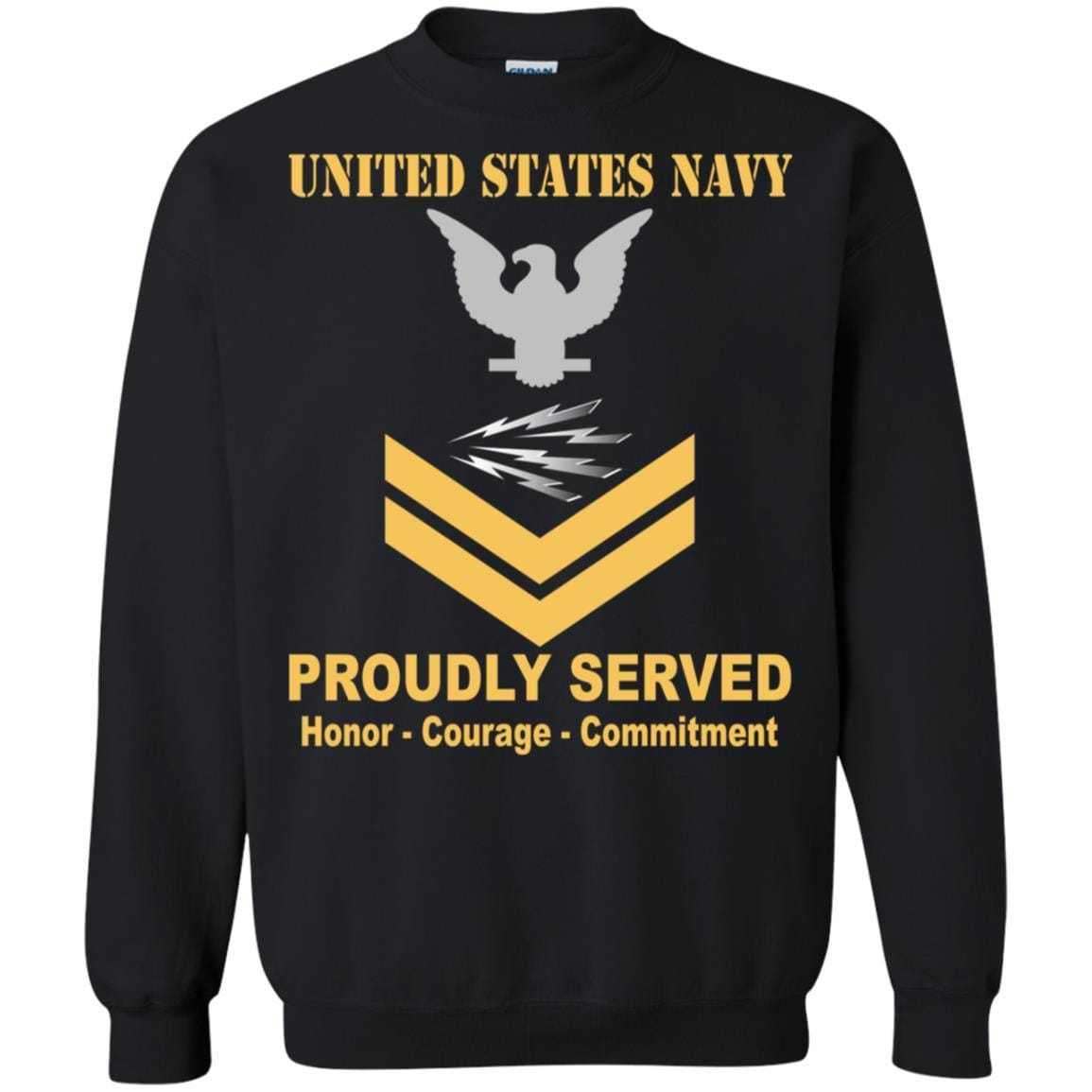 U.S Navy Radioman Navy RM E-5 Rating Badges Proudly Served T-Shirt For Men On Front-TShirt-Navy-Veterans Nation