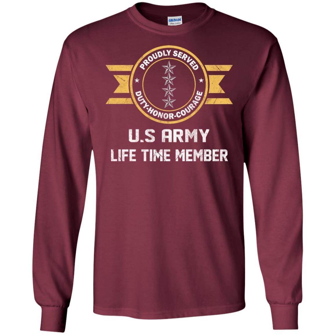 Life Time Member - US Army O-10 General O10 GEN General Officer Ranks Men T Shirt On Front-TShirt-Army-Veterans Nation