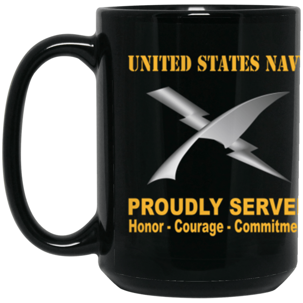 US Navy Cryptologic technician Navy CT Proudly Served Core Values 15 oz. Black Mug-Drinkware-Veterans Nation