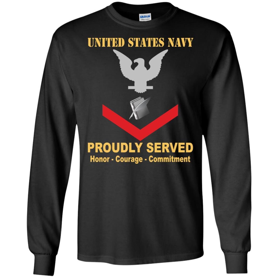 Navy Personnel Specialist Navy PS E-4 Rating Badges Proudly Served T-Shirt For Men On Front-TShirt-Navy-Veterans Nation