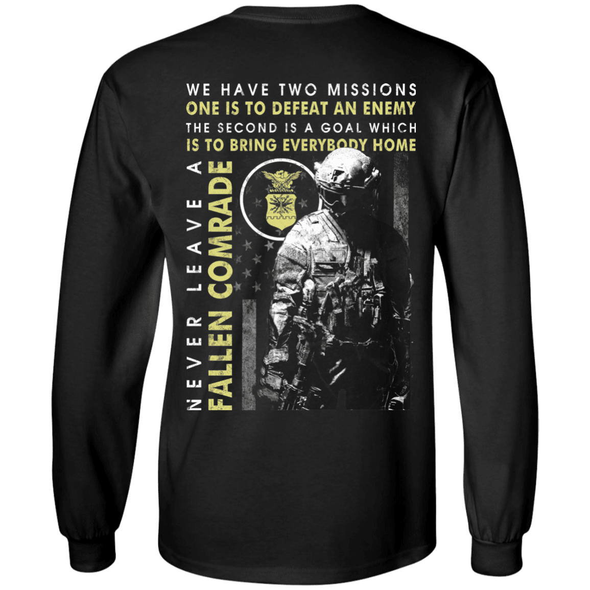Never Leave A Fallen Comrade Air Force Men Back T Shirts-TShirt-USAF-Veterans Nation