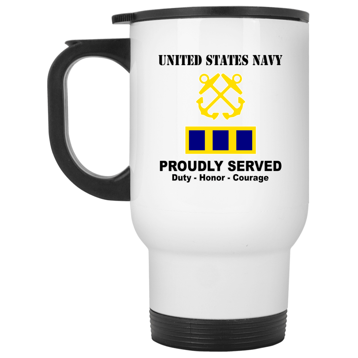 US Navy W-2 Chief Warrant Officer 2 W2 CW2 Warrant Officer Ranks T shirt White Coffee Mug - Stainless Travel Mug-Mug-Navy-Officer-Veterans Nation