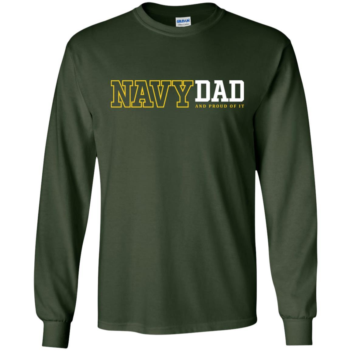 Navy Dad And Proud Of It T-Shirt On Front-TShirt-Navy-Veterans Nation