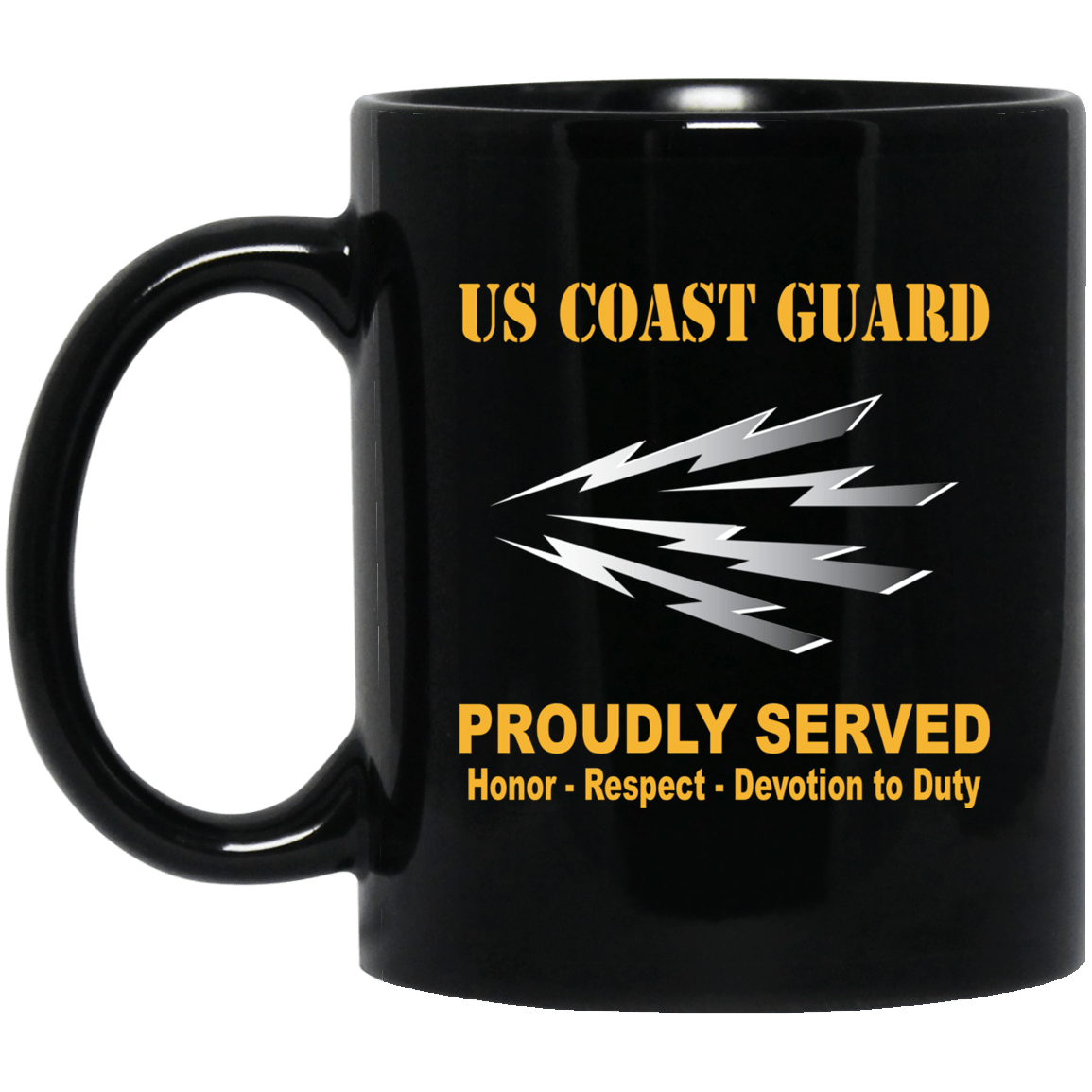 US Coast Guard Telecommunications Specialist TC Logo Proudly Served Black Mug 11 oz - 15 oz-Mug-USCG-Rate-Veterans Nation