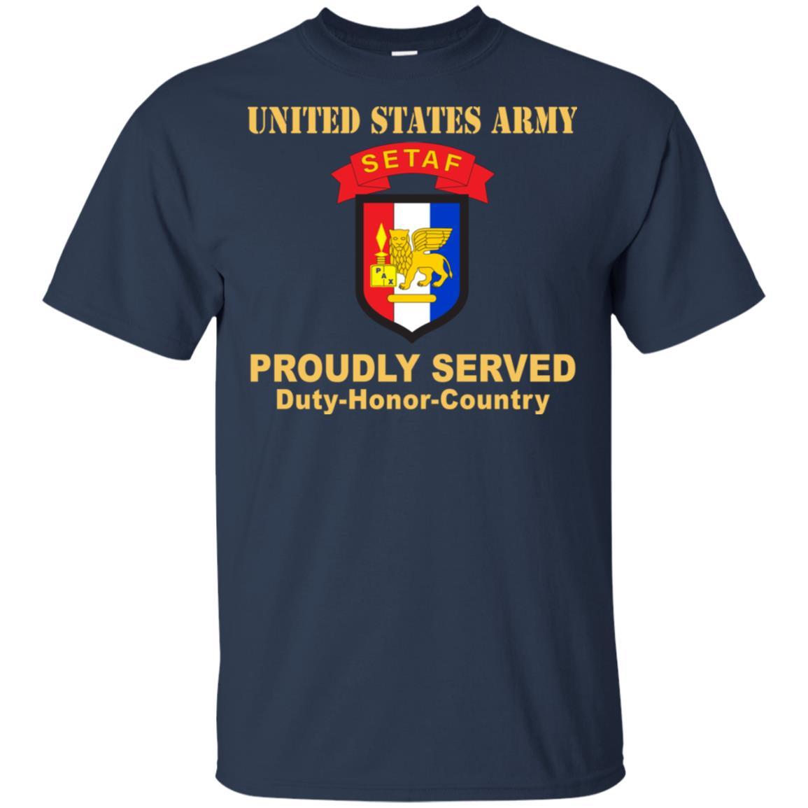 US ARMY USARAF-SETAF COMBAT SERVICE ID BADGE- Proudly Served T-Shirt On Front For Men-TShirt-Army-Veterans Nation