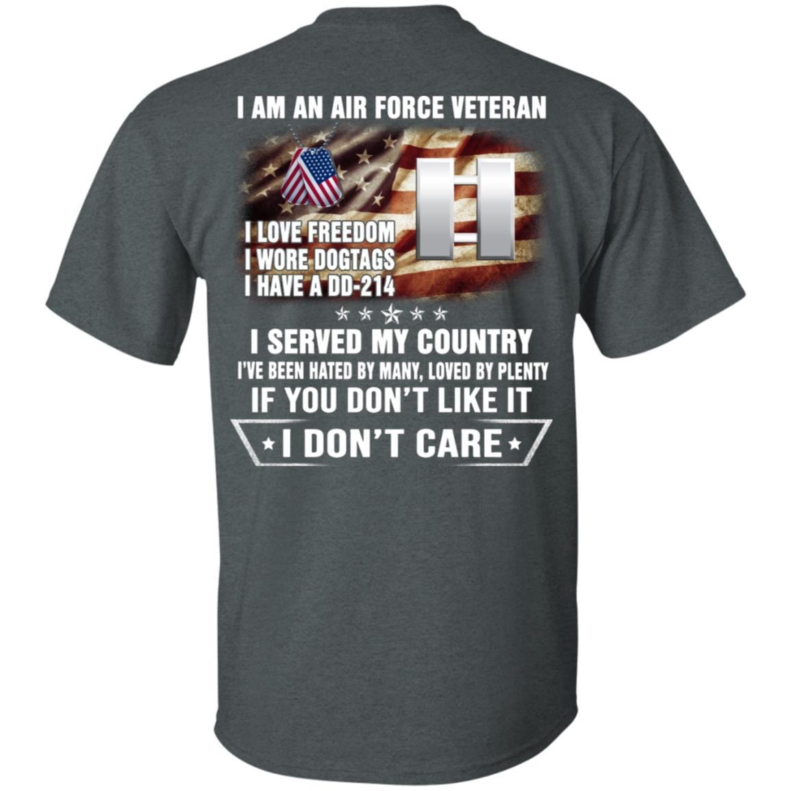 I Am An Air Force O-3 Captain Capt O3 Commissioned Officer Ranks Veteran T-Shirt On Back-TShirt-USAF-Veterans Nation