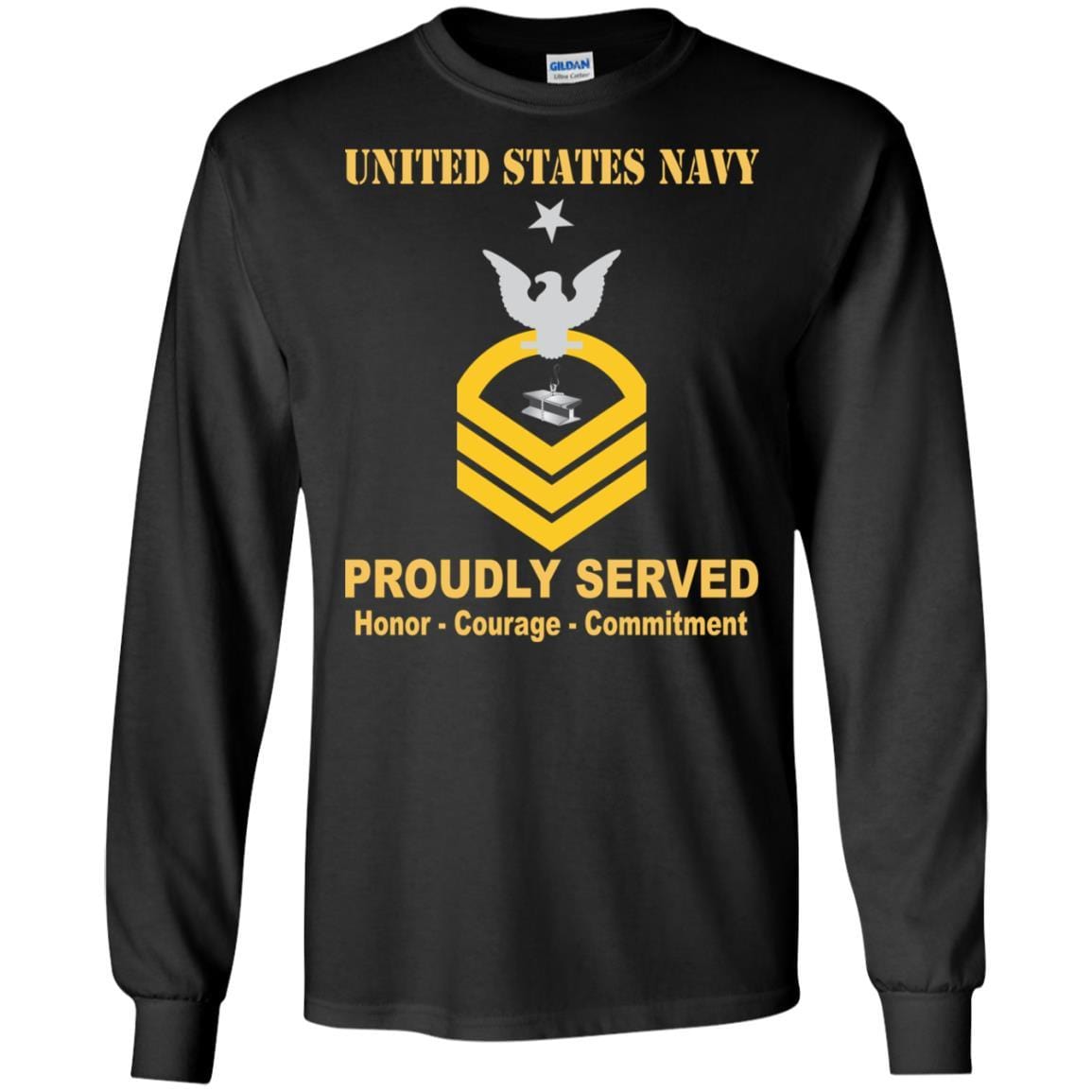Navy Steelworker Navy SW E-8 Rating Badges Proudly Served T-Shirt For Men On Front-TShirt-Navy-Veterans Nation