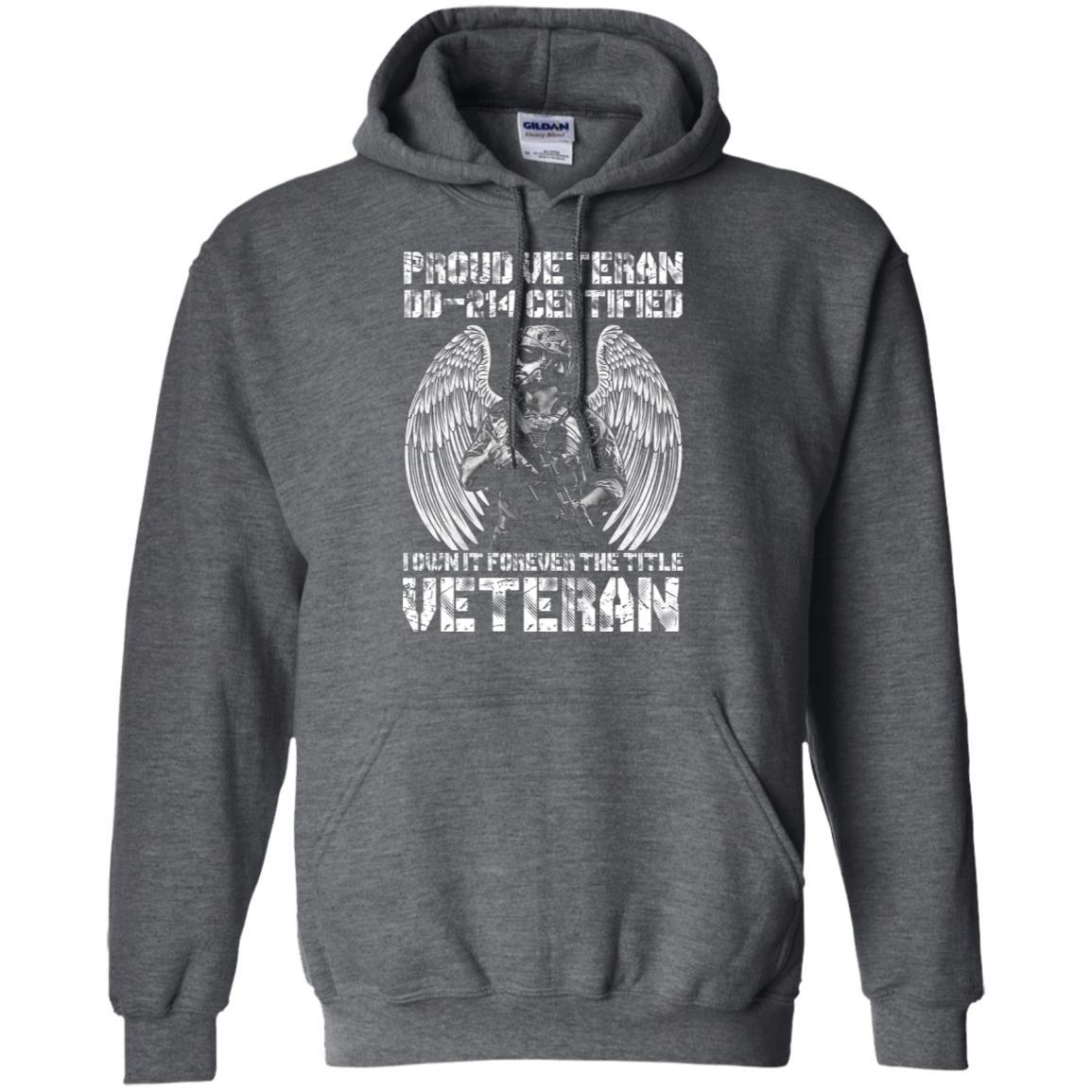 Military T-Shirt "Proud Veteran DD-214 I Own It Forever Men On" Front-TShirt-General-Veterans Nation