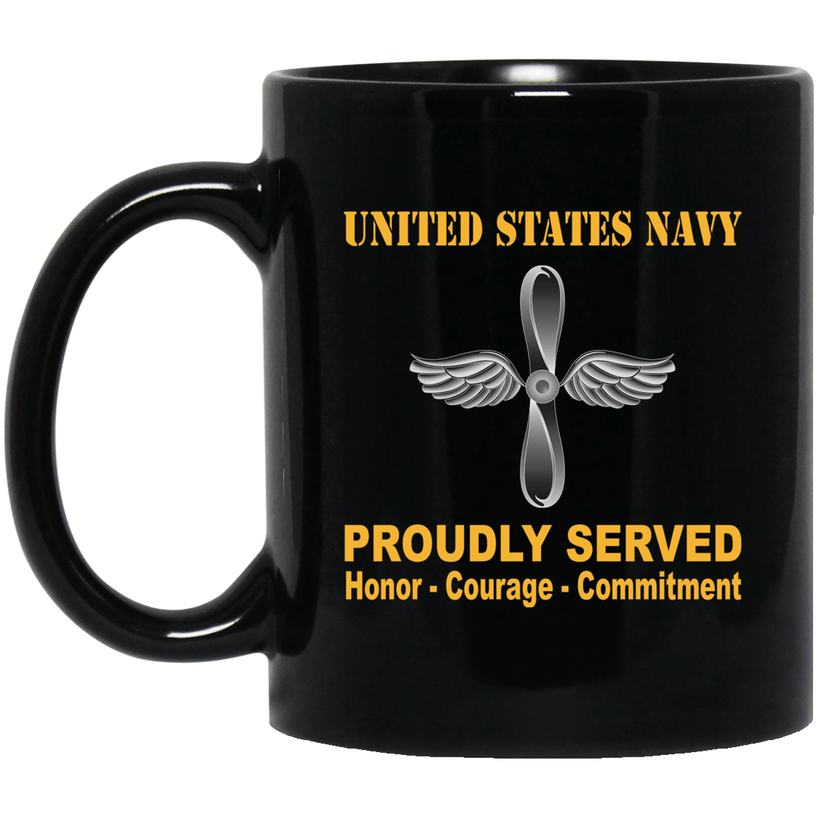 U.S Navy Aviation machinist's mate Navy AD Proudly Served Black Mug 11 oz - 15 oz-Mug-Navy-Rate-Veterans Nation