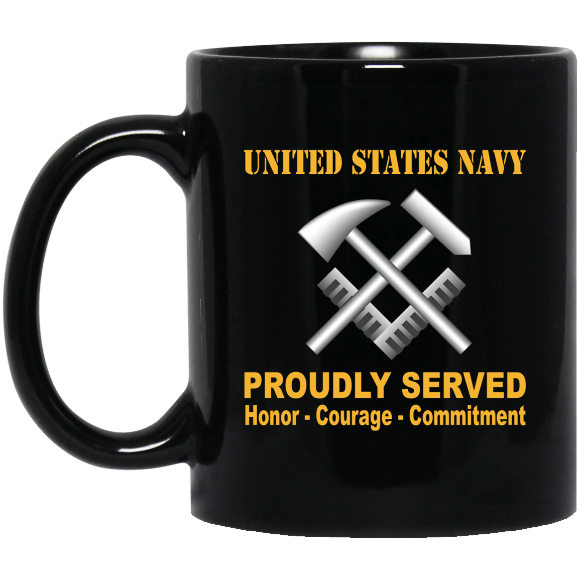 Navy Hull Maintenance Technician Navy HT Proudly Served Black Mug 11 oz - 15 oz-Mug-Navy-Rate-Veterans Nation