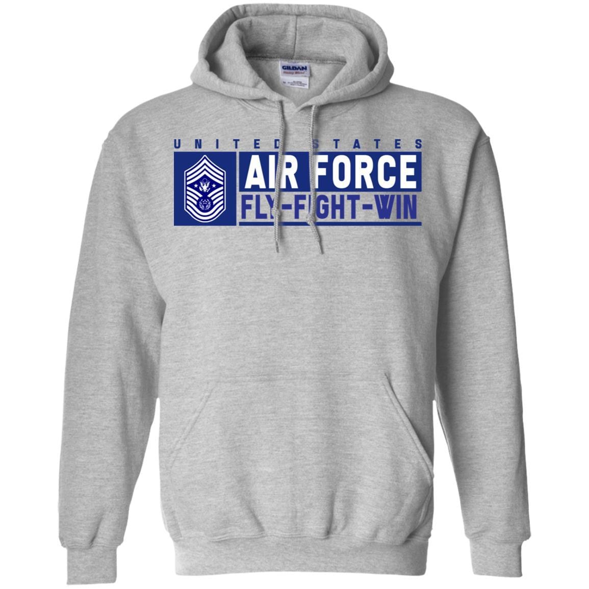 US Air Force E-9 Chief Master Sergeant Of The Air Force Fly - Fight - Win Long Sleeve - Pullover Hoodie-TShirt-USAF-Veterans Nation