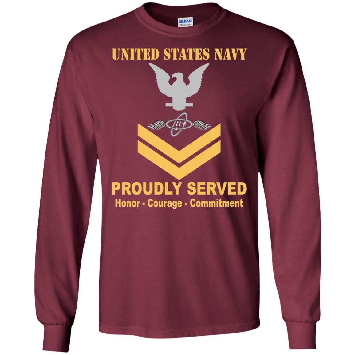 Navy Aviation Electronics Technician Navy AT E-5 Rating Badges Proudly Served T-Shirt For Men On Front-TShirt-Navy-Veterans Nation