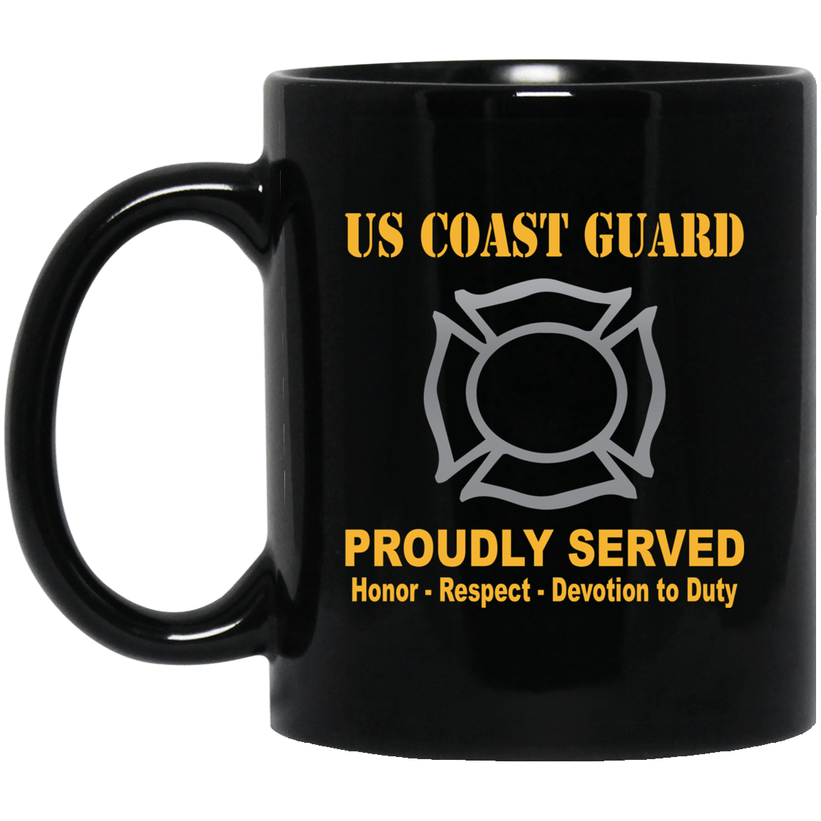 US Coast Guard Fire and Safety Specialist FF Logo Proudly Served Black Mug 11 oz - 15 oz-Mug-USCG-Rate-Veterans Nation