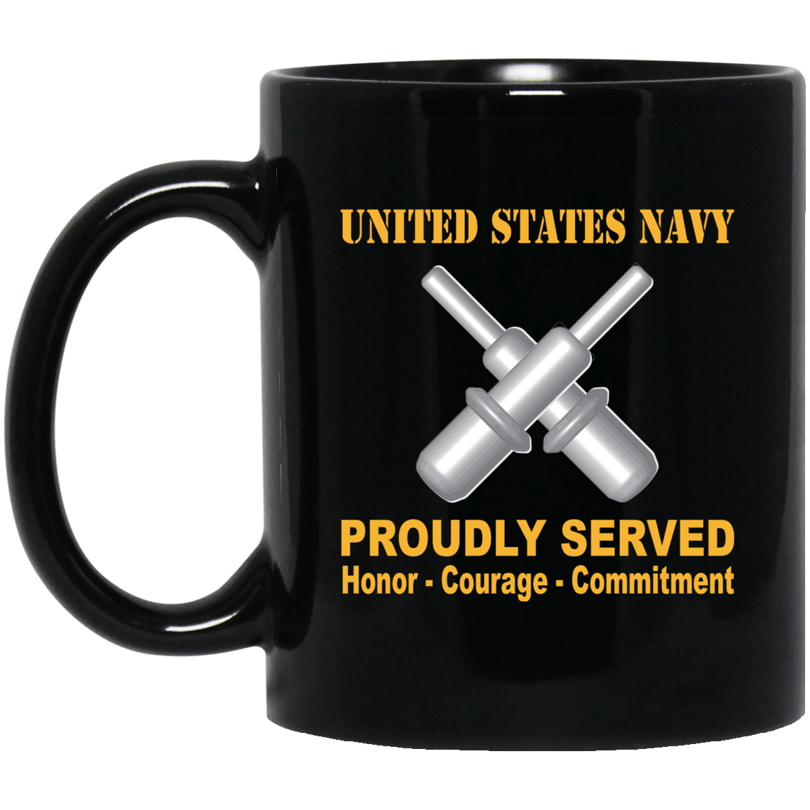 U.S Navy Gunner's mate Navy GM Proudly Served Black Mug 11 oz - 15 oz-Mug-Navy-Rate-Veterans Nation