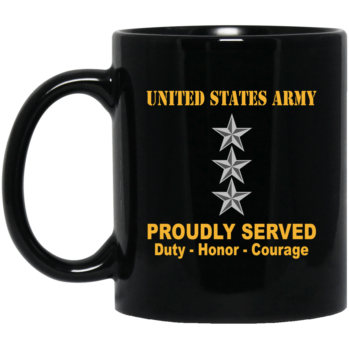 US Army O-9 Lieutenant General O9 LTG General Officer Ranks Proudly Served Black Mug Black Mug-Mug-Army-Ranks-Veterans Nation