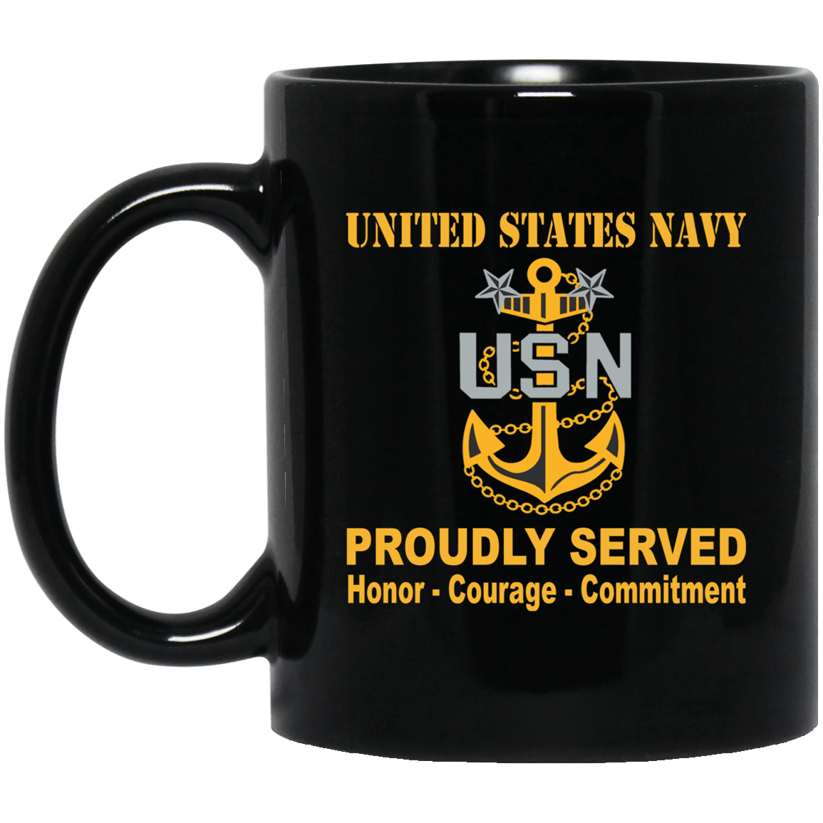 US Navy E-9 Master Chief Petty Officer E9 MCPO Collar Device Black Mug 11 oz - 15 oz-Mug-Navy-Collar-Veterans Nation