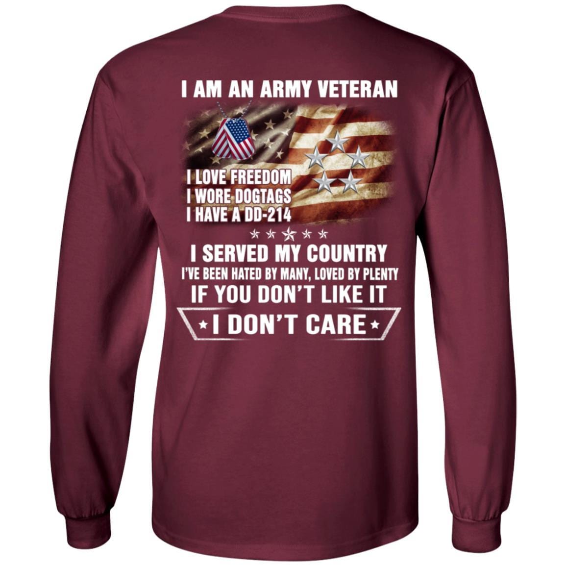T-Shirt "I Am An Army Veteran" O-10 General of the Army(GA)Rank On Back-TShirt-Army-Veterans Nation