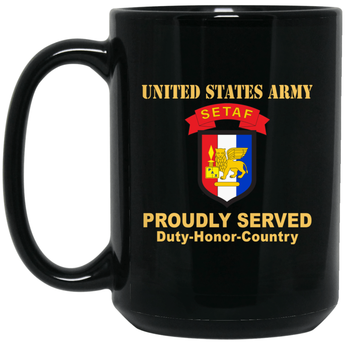 US ARMY USARAF-SETAF COMBAT SERVICE ID BADGE- 11 oz - 15 oz Black Mug-Mug-Army-CSIB-Veterans Nation