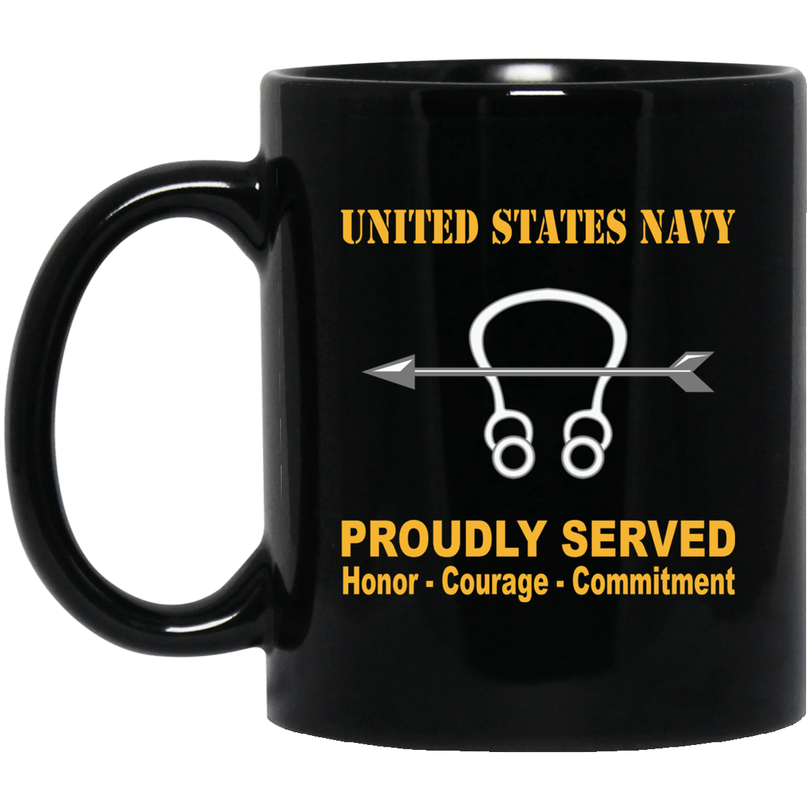 Navy Sonar Technician Navy ST Proudly Served Black Mug 11 oz - 15 oz-Mug-Navy-Rate-Veterans Nation