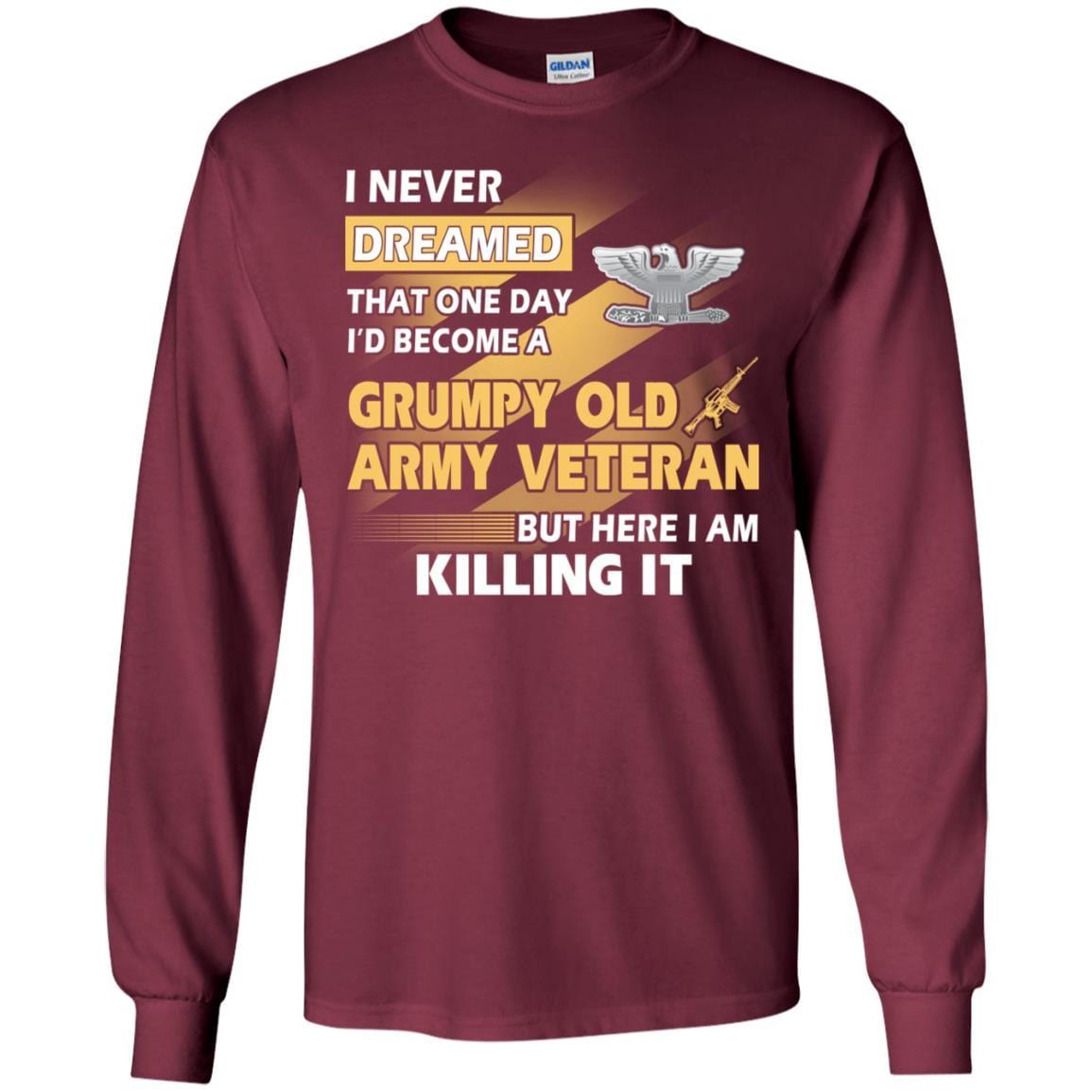 US Army T-Shirt "Grumpy Old Veteran" O-6 Colonel(COL) On Front-TShirt-Army-Veterans Nation